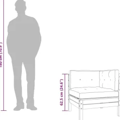 vidaXL - Tuinbank 2-zits - Bruin - Hout - Met kussens en voetenbank