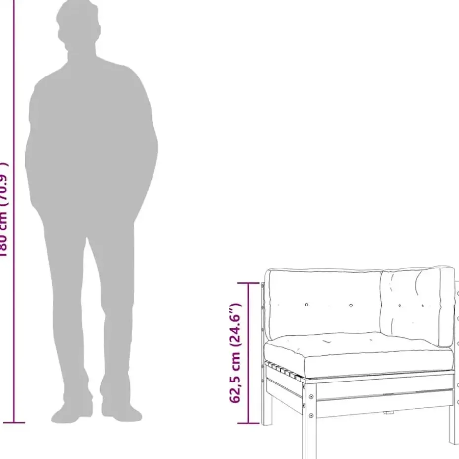 vidaXL - Tuinbank 2-zits - Bruin - Hout - Met kussens en voetenbank