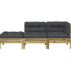 vidaXL - Tuinbank 2-zits - Bruin - Hout - Met kussens en voetenbank