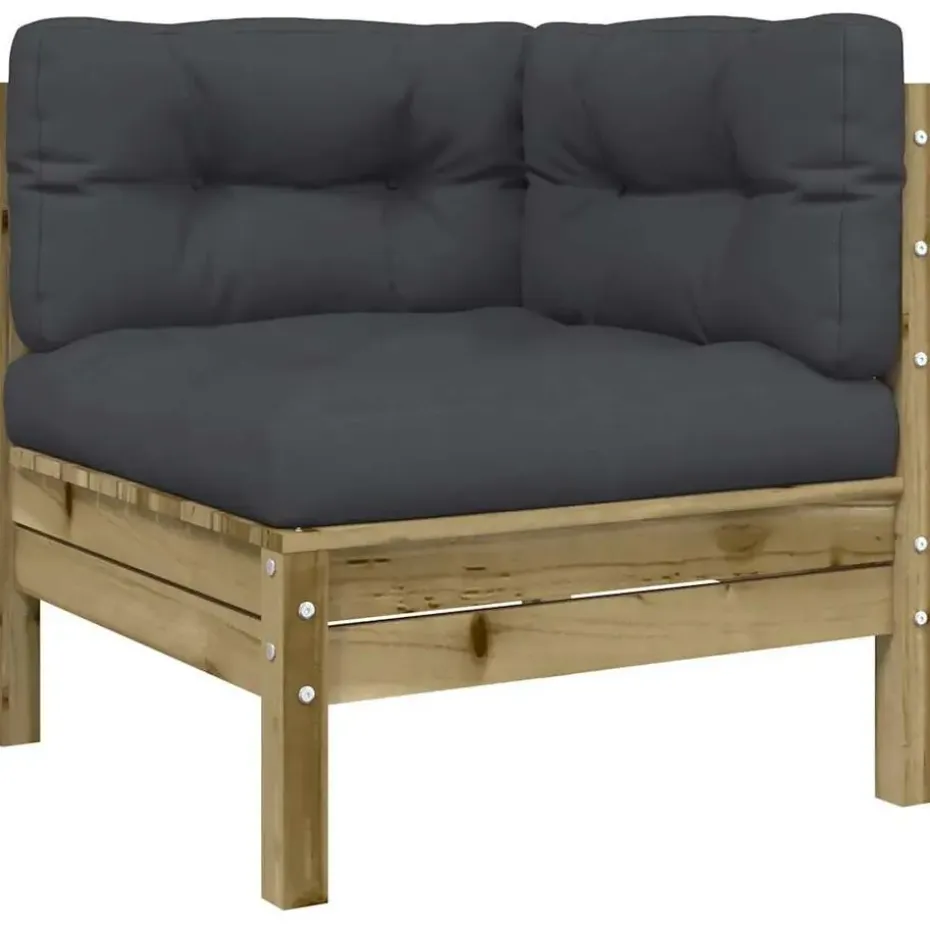 vidaXL - Tuinbank 2-zits - Bruin - Hout - Met kussens en voetenbank