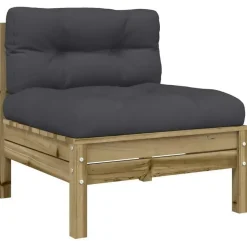 vidaXL - Tuinbank 2-zits - Bruin - Hout - Met kussens en voetenbank