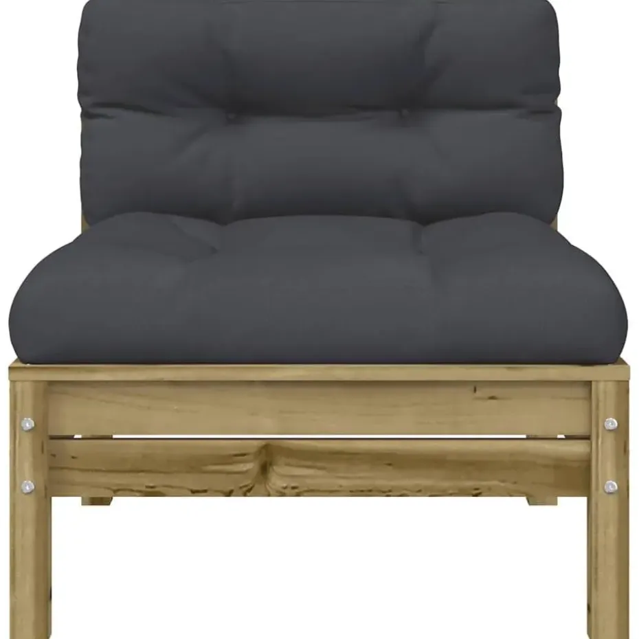 vidaXL - Tuinbank 2-zits - Bruin - Hout - Met kussens en voetenbank