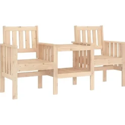 vidaXL - Tuinbank 2-zits - Bruin - Grenenhout - Met tafel