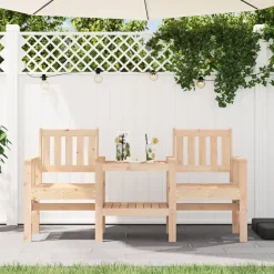 vidaXL - Tuinbank 2-zits - Bruin - Grenenhout - Met tafel