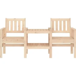 vidaXL - Tuinbank 2-zits - Bruin - Grenenhout - Met tafel
