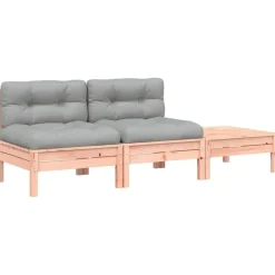 vidaXL - Tuinbank 2-zits - Bruin - Hout - Met kussens en voetenbank