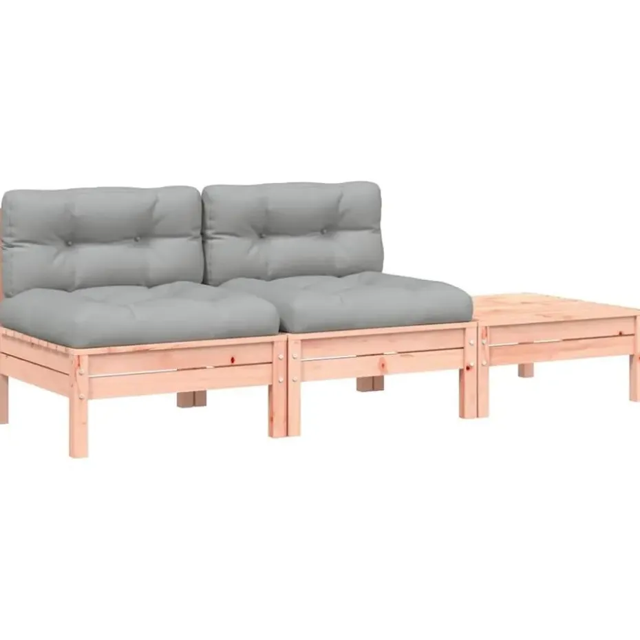 vidaXL - Tuinbank 2-zits - Bruin - Hout - Met kussens en voetenbank