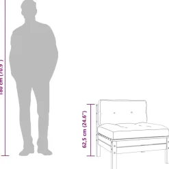 vidaXL - Tuinbank 2-zits - Bruin - Hout - Met kussens en voetenbank