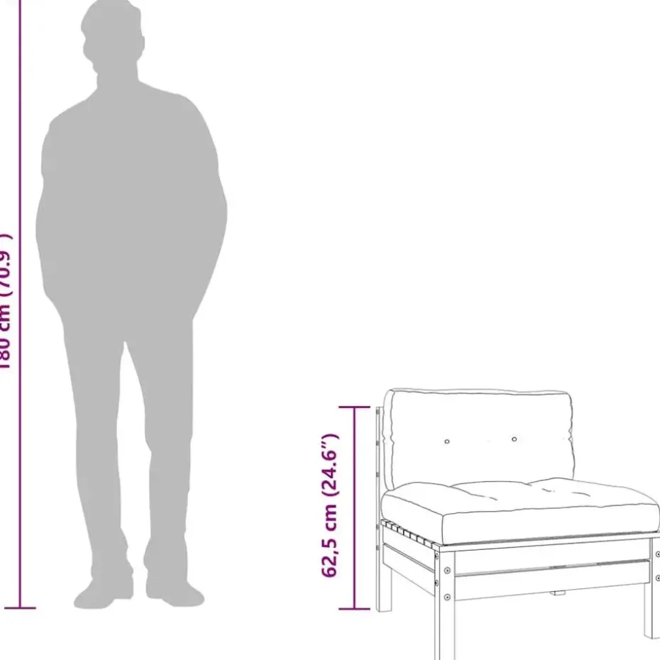 vidaXL - Tuinbank 2-zits - Bruin - Hout - Met kussens en voetenbank