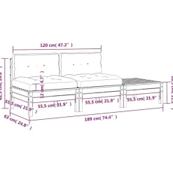 vidaXL - Tuinbank 2-zits - Bruin - Hout - Met kussens en voetenbank