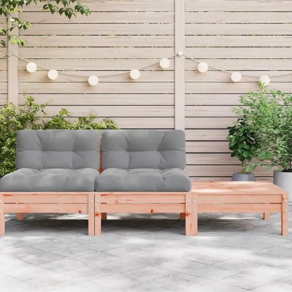 vidaXL - Tuinbank 2-zits - Bruin - Hout - Met kussens en voetenbank