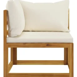 vidaXL - Tuinbank 3-zits - Crème - Acaciahout - Met kussens