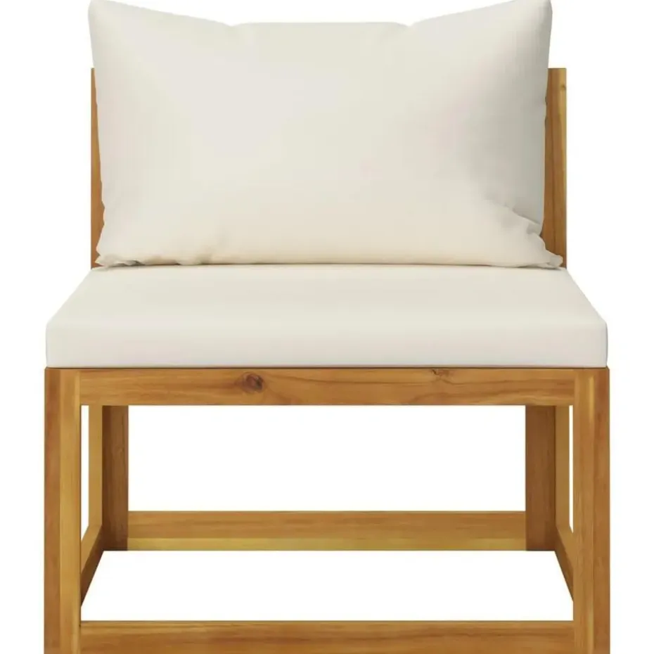 vidaXL - Tuinbank 3-zits - Crème - Acaciahout - Met kussens