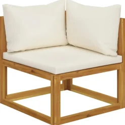 vidaXL - Tuinbank 4-zits - Crème - Acaciahout - Met kussens