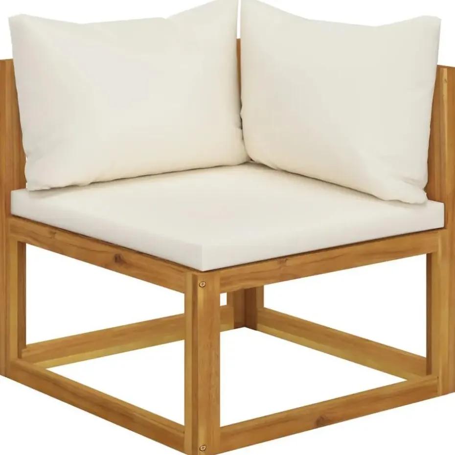 vidaXL - Tuinbank 4-zits - Crème - Acaciahout - Met kussens