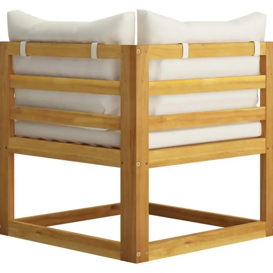 vidaXL - Tuinbank 4-zits - Crème - Acaciahout - Met kussens