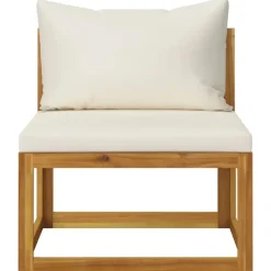 vidaXL - Tuinbank 4-zits - Crème - Acaciahout - Met kussens
