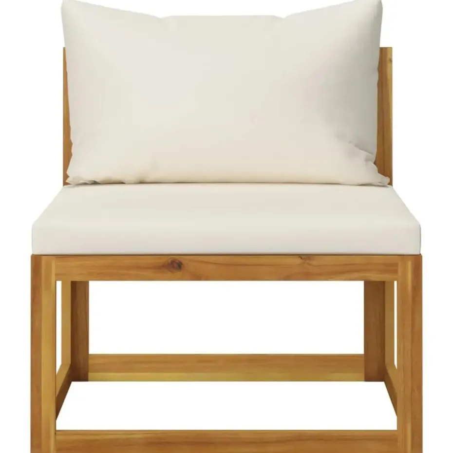 vidaXL - Tuinbank 4-zits - Crème - Acaciahout - Met kussens