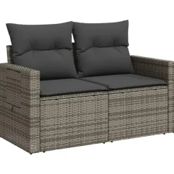vidaXL - Tuinbank 2-zits - Grijs - Poly rattan - Met kussens