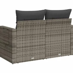 vidaXL - Tuinbank 2-zits - Grijs - Poly rattan - Met kussens