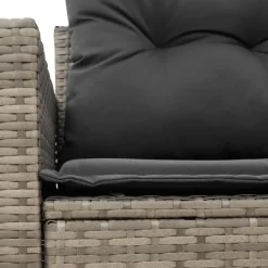 vidaXL - Tuinbank 2-zits - Grijs - Poly rattan - Met kussens