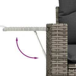 vidaXL - Tuinbank 2-zits - Grijs - Poly rattan - Met kussens