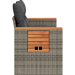 vidaXL - Tuinbank 2-zits - Grijs - Poly rattan - Met kussens