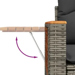 vidaXL - Tuinbank 2-zits - Grijs - Poly rattan - Met kussens