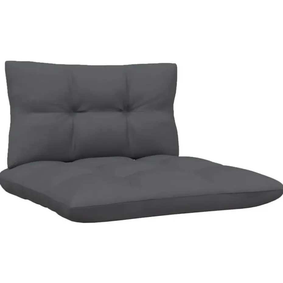 vidaXL - Tuinbank 2-zits - Zwart - Grenenhout - Met antraciet kussens