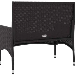 vidaXL - Tuinbank 2-zits - Zwart - Poly rattan - Met zwart kussens