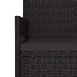 vidaXL - Tuinbank 2-zits - Zwart - Poly rattan - Met zwart kussens