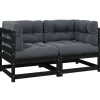 vidaXL - Tuinbank 2-zits - Zwart - Grenenhout - Met kussens