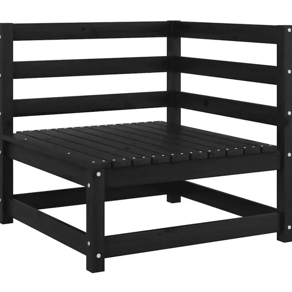 vidaXL - Tuinbank 2-zits - Zwart - Grenenhout - Met kussens