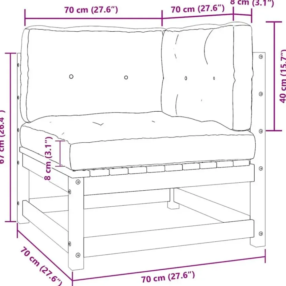 vidaXL - Tuinbank 2-zits - Zwart - Grenenhout - Met kussens