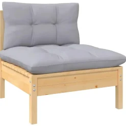 vidaXL - Tuinbank 2-zits- Grijs - Grenenhout - Met kussens