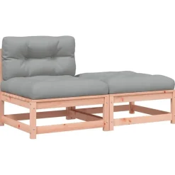 vidaXL - Tuinbank zonder armleuningen - Bruin - Hout - Met kussens en voetenbank