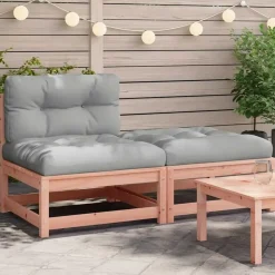 vidaXL - Tuinbank zonder armleuningen - Bruin - Hout - Met kussens en voetenbank