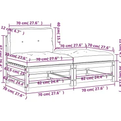vidaXL - Tuinbank zonder armleuningen - Bruin - Hout - Met kussens en voetenbank
