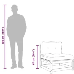 vidaXL - Tuinbank zonder armleuningen - Bruin - Hout - Met kussens en voetenbank