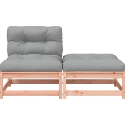 vidaXL - Tuinbank zonder armleuningen - Bruin - Hout - Met kussens en voetenbank
