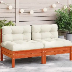 vidaXL - Tuinbank zonder armleuning - Bruin - Hout - 2 stuks - Met kussens