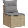 vidaXL - Tuinbank zonder armleuning - Beige - Poly rattan - Met kussens