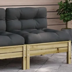 vidaXL - Tuinbank zonder armleuningen - Bruin - Hout - Met kussens