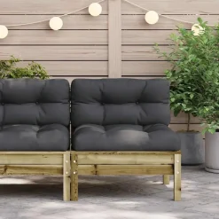 vidaXL - Tuinbank zonder armleuningen - Bruin - Hout - Met kussens