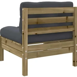 vidaXL - Tuinbank zonder armleuningen - Bruin - Hout - Met kussens