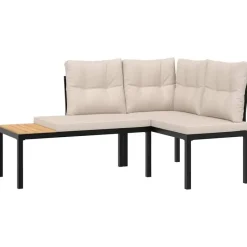 vidaXL - Tuinbanken met taupe kussens - Gepoedercoat staal - 2 stuks