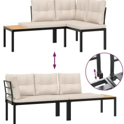 vidaXL - Tuinbanken met taupe kussens - Gepoedercoat staal - 2 stuks