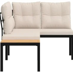 vidaXL - Tuinbanken met taupe kussens - Gepoedercoat staal - 2 stuks