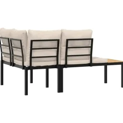 vidaXL - Tuinbanken met taupe kussens - Gepoedercoat staal - 2 stuks