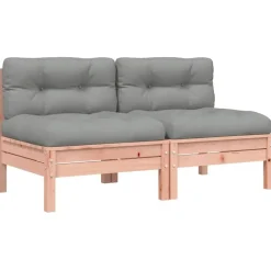 vidaXL - Tuinbanken zonder armleuningen - Bruin - Hout - 2 stuks - Met kussens